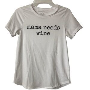 White Short Sleeves Tshirt “Mama Needs Wine” XS